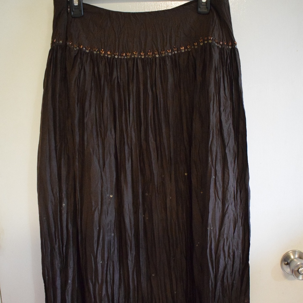 Talbots Long Brown Silk Skirt